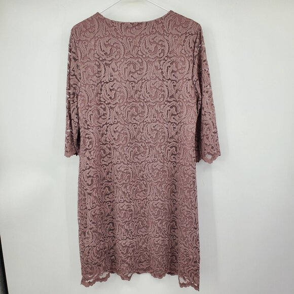Garnet Hill Scoop Neck Purple Lace Women's Sheath Relaced A Line Dress Size 16 - Picture 2 of 8